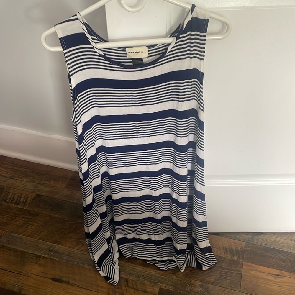NAVY AND CREAM STRIPED DRESS TANK TOP